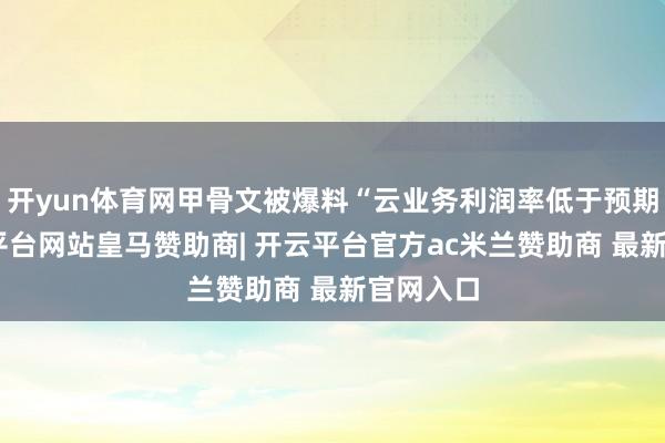 开yun体育网甲骨文被爆料“云业务利润率低于预期”-开云平台网站皇马赞助商| 开云平台官方ac米兰赞助商 最新官网入口